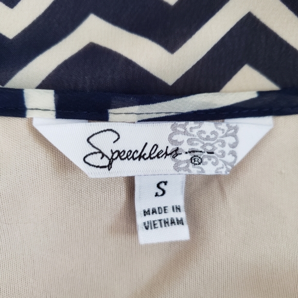 Navy Blue Chevron Striped Blouson Dress - Picture 8 of 10